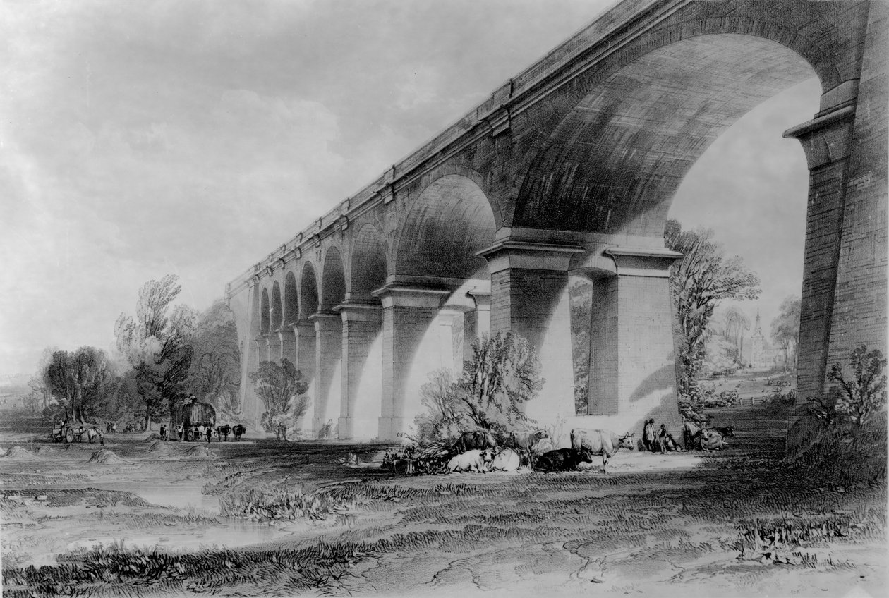 Wharncliffe viadukt, omkring 1840-talet av John Cooke Bourne