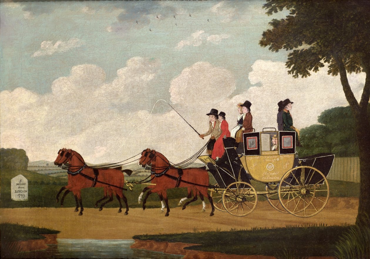 The Royal Mail Coach, Chelmsford till London, 1799 av John Cordrey