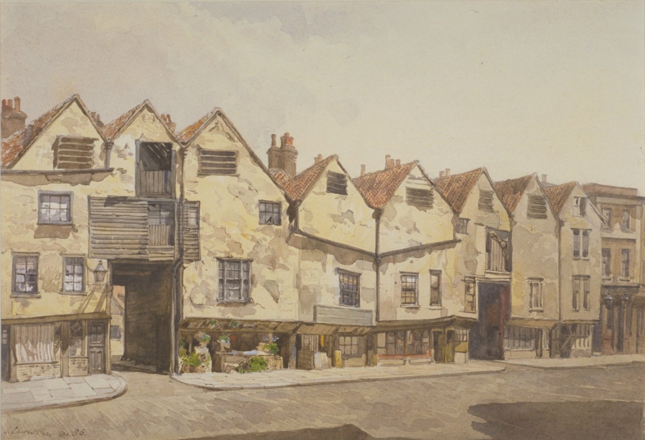 Vy över affärer och hus på Bermondsey Street, Bermondsey, 1886 av John Crowther