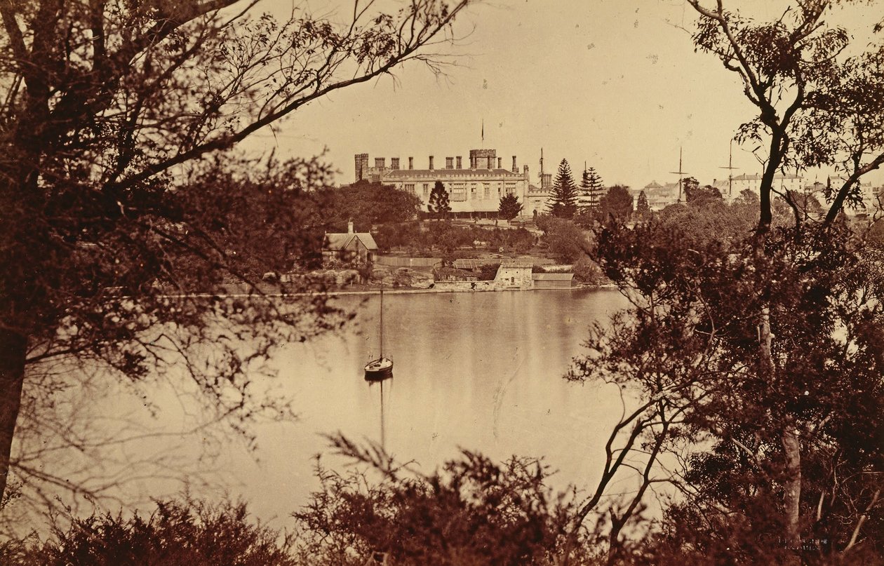 Government House, från Lady Macquaries Chair, Sydney Fotografiska vyer över Sydney och omgivande ... av John Degotardi