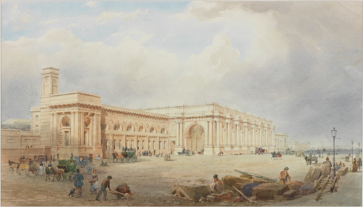 Central Station, Newcastle upon Tyne (bc, bläck och wc på papper) av John Dobson