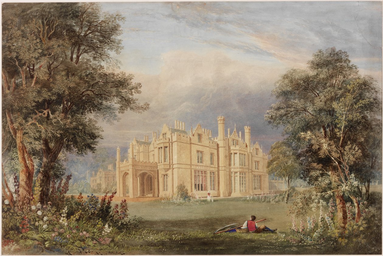 Lilburn Tower, Northumberland (bc, penna och wc på papper) av John Dobson