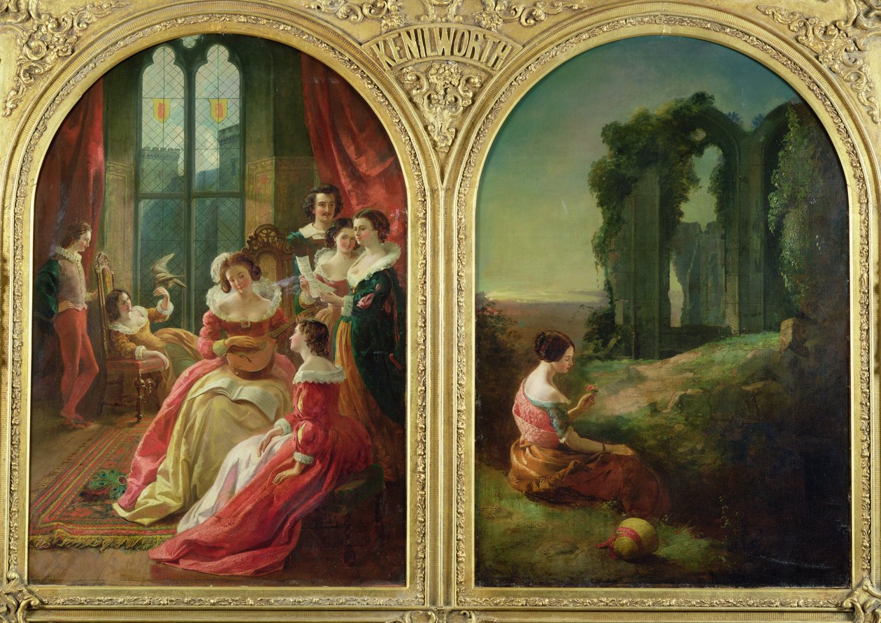 Kenilworth Castle - Förr och nu, 1854 av John Eaton Walker