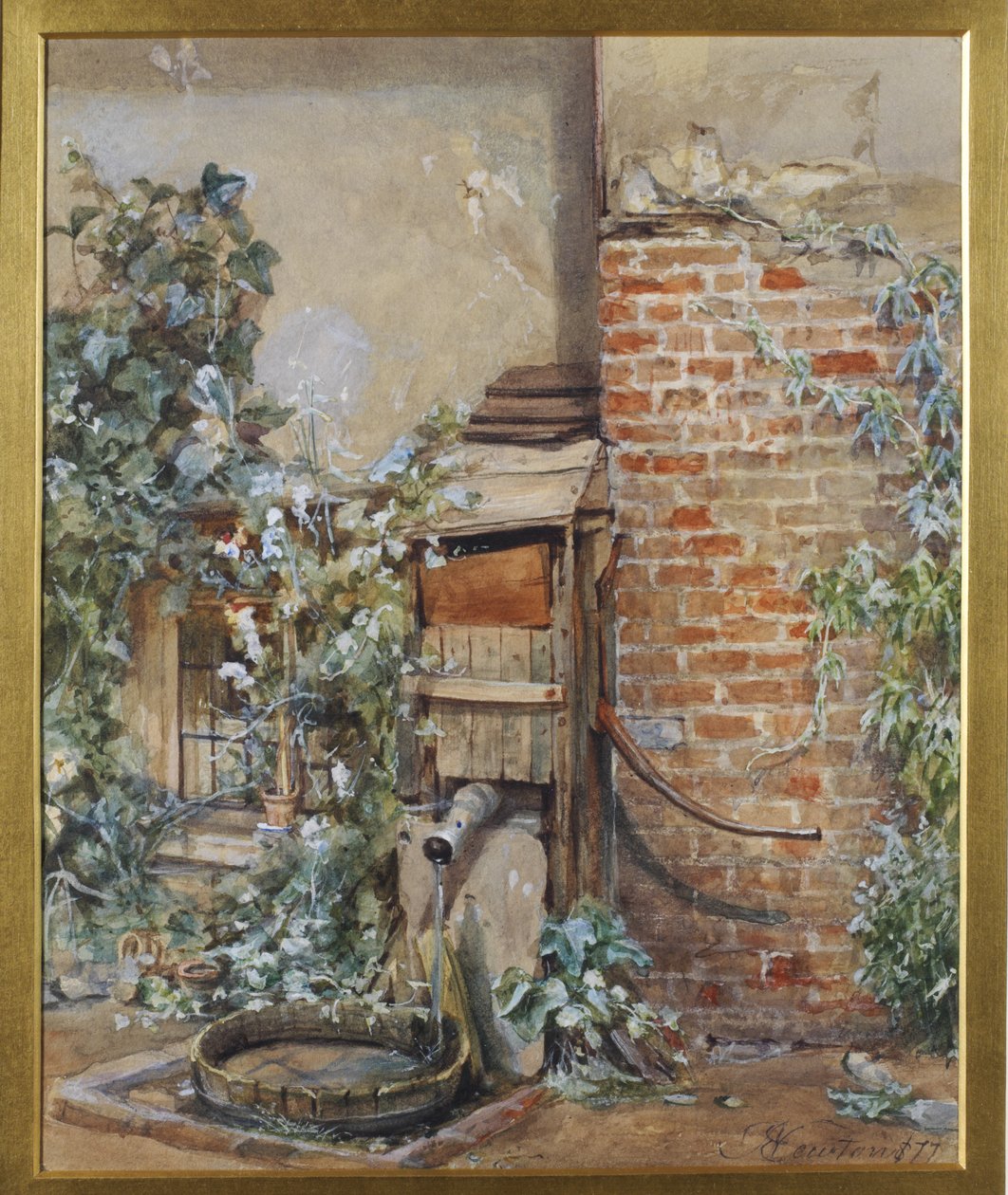 Studie av en gammal vattenpump, 1877 wc på papper av John Edward Newton