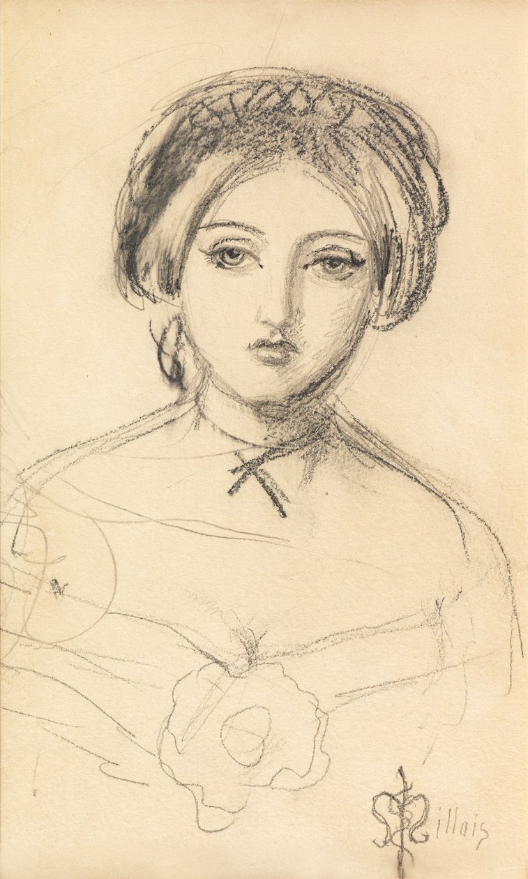 En engelsk skönhet i John Leech-stil, ca 1853 av John Everett Millais