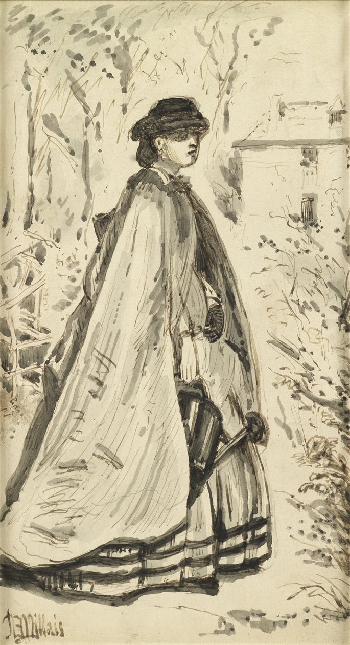 Blommar vackrare än rosen (penna och bläck och tvätta på papper) av John Everett Millais