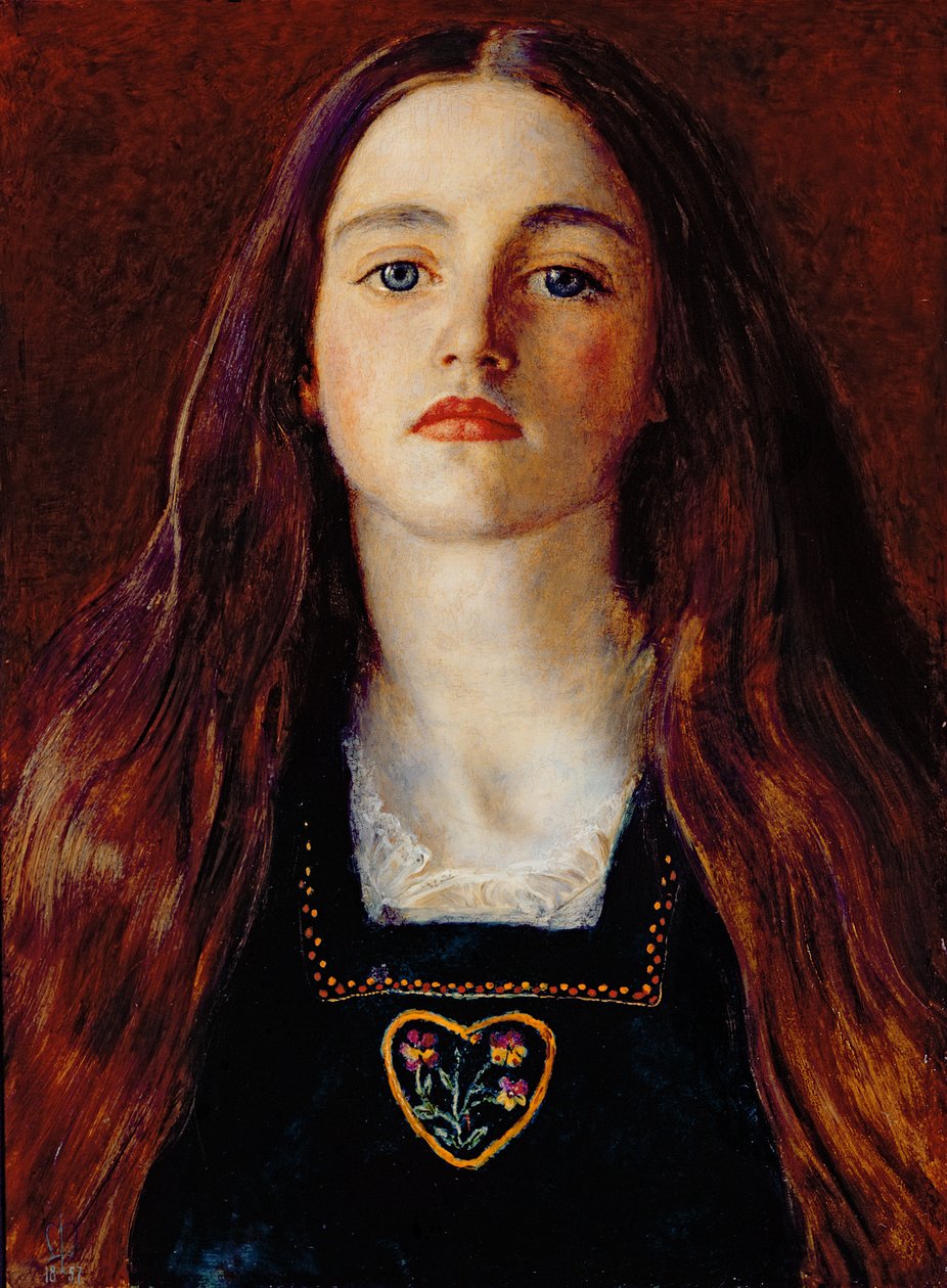 Porträtt av en flicka, 1857 (olja på papper med en panel överlagrad) av John Everett Millais