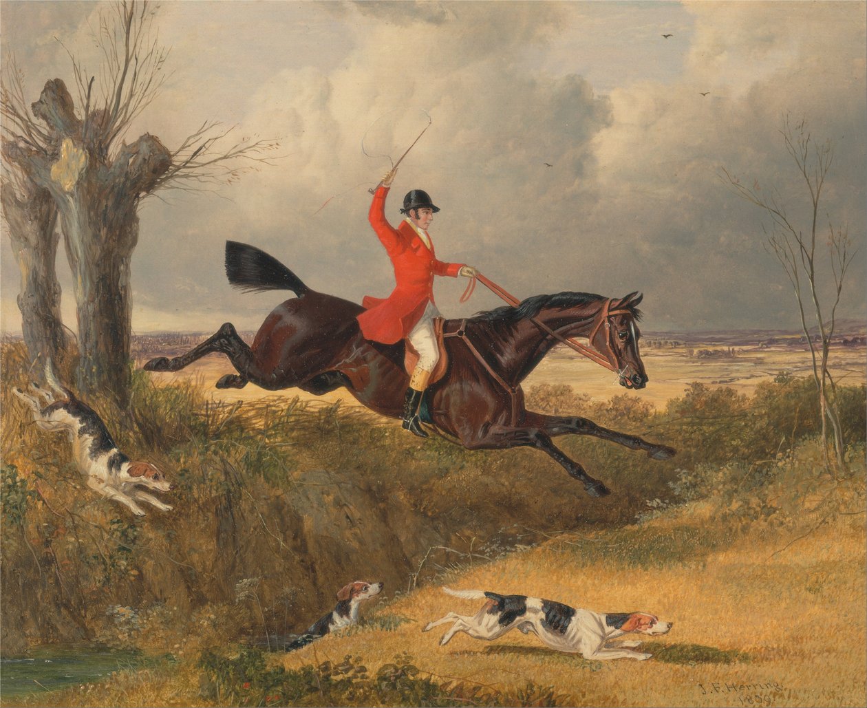 Foxhunting- Clearing a Ditch av John F. Herring