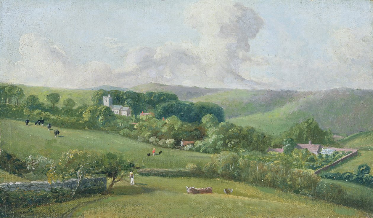 Osmington, utsikt över byn, ca 1816 av John Fisher