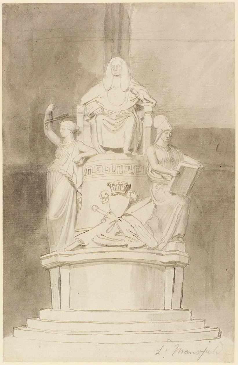Design för Lord Mansfields monument i Westminster Abbey (blyerts, penna, bläck och tvätt på papper) (se även 273968 och 273969) av John Flaxman