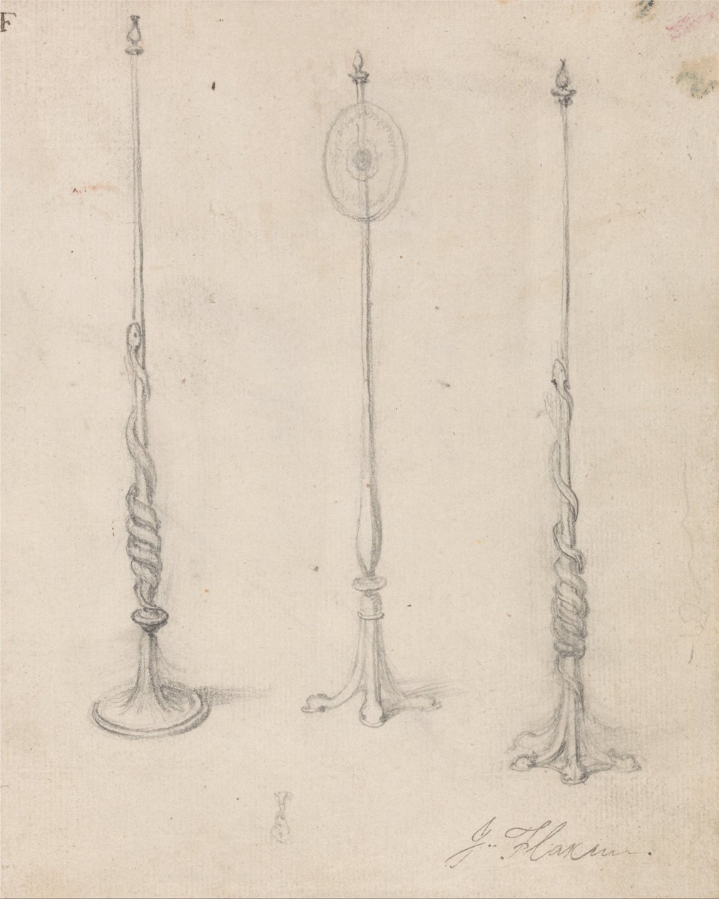 Studie av tre lampfästen av John Flaxman