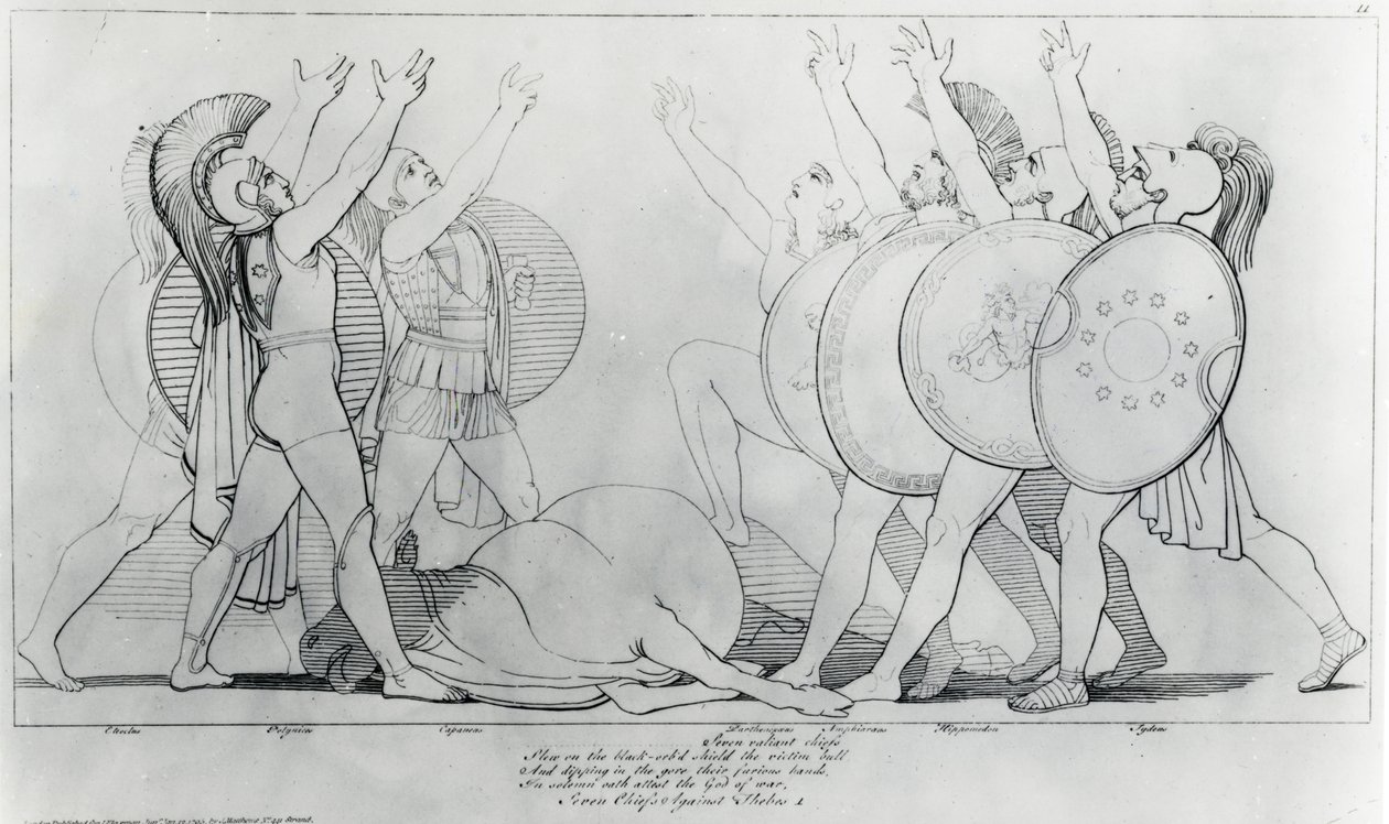 De sju mot Thebe, 1795 av John Flaxman