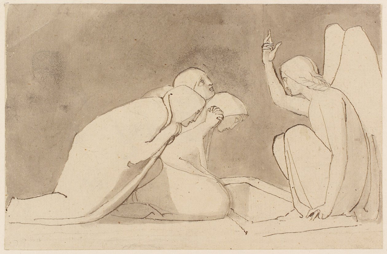 Tre Marys vid graven (blyerts, penna, bläck och tvätt) (se även 273962) av John Flaxman