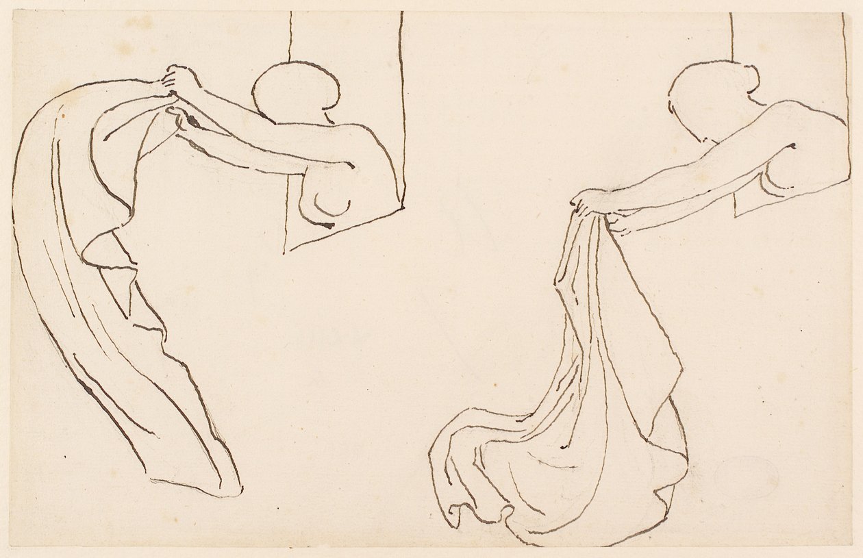 Två studier av en flicka (penna, penna och bläck på papper) av John Flaxman