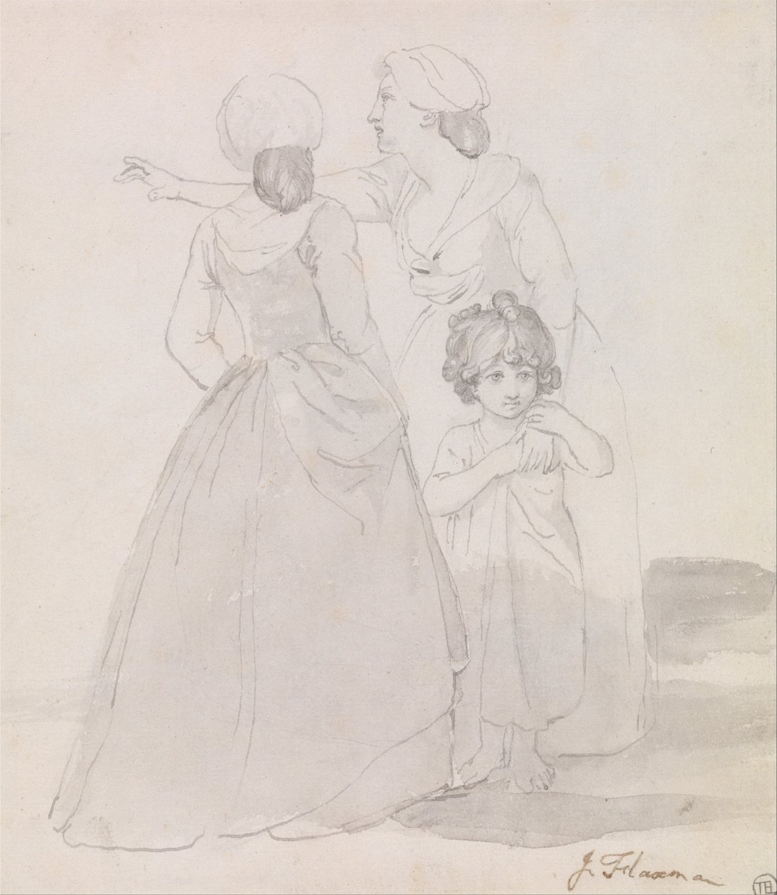 Two Women and a Child av John Flaxman