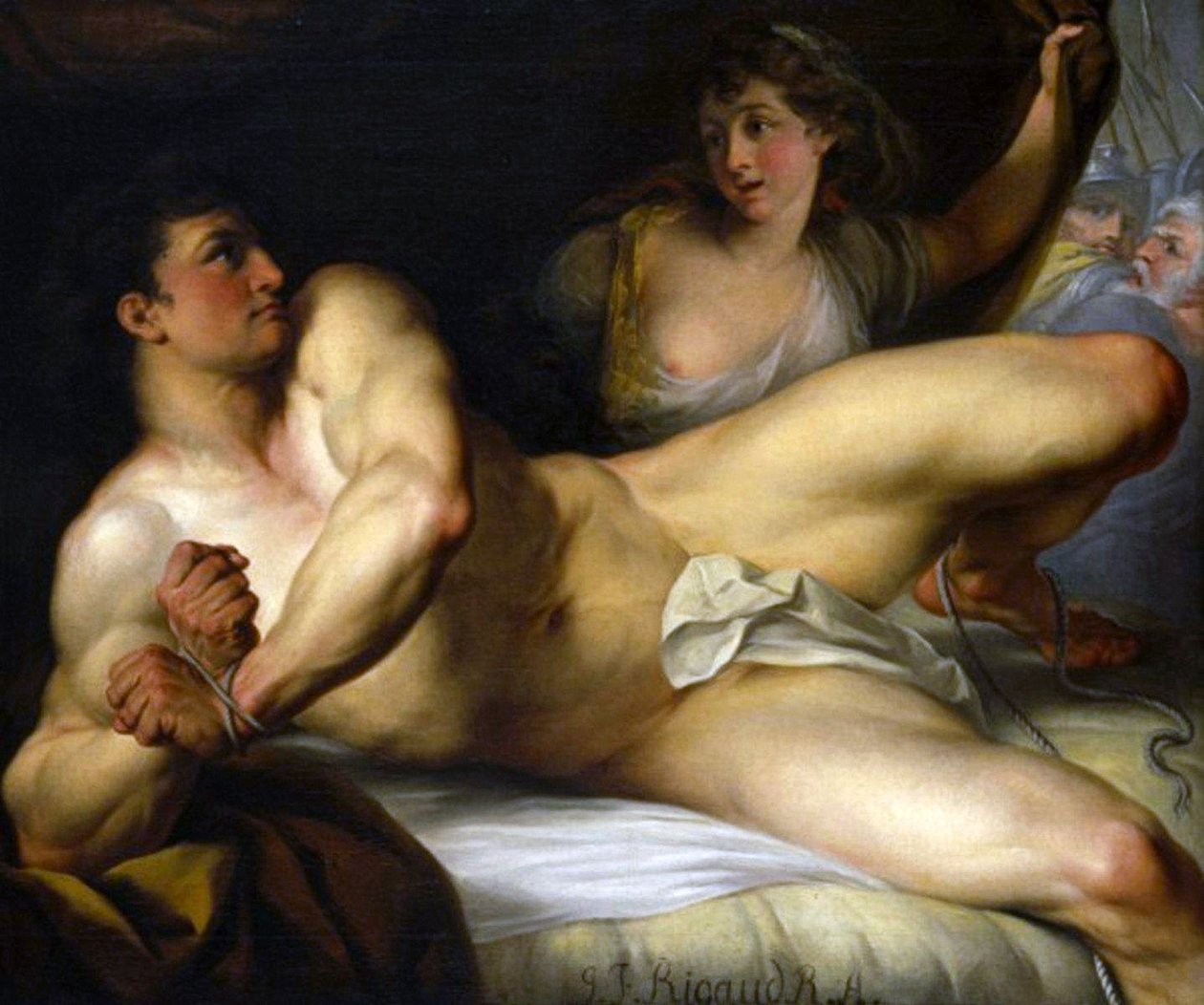 Samson bryter sina band eller Samson och Delilah av John Francis Rigaud