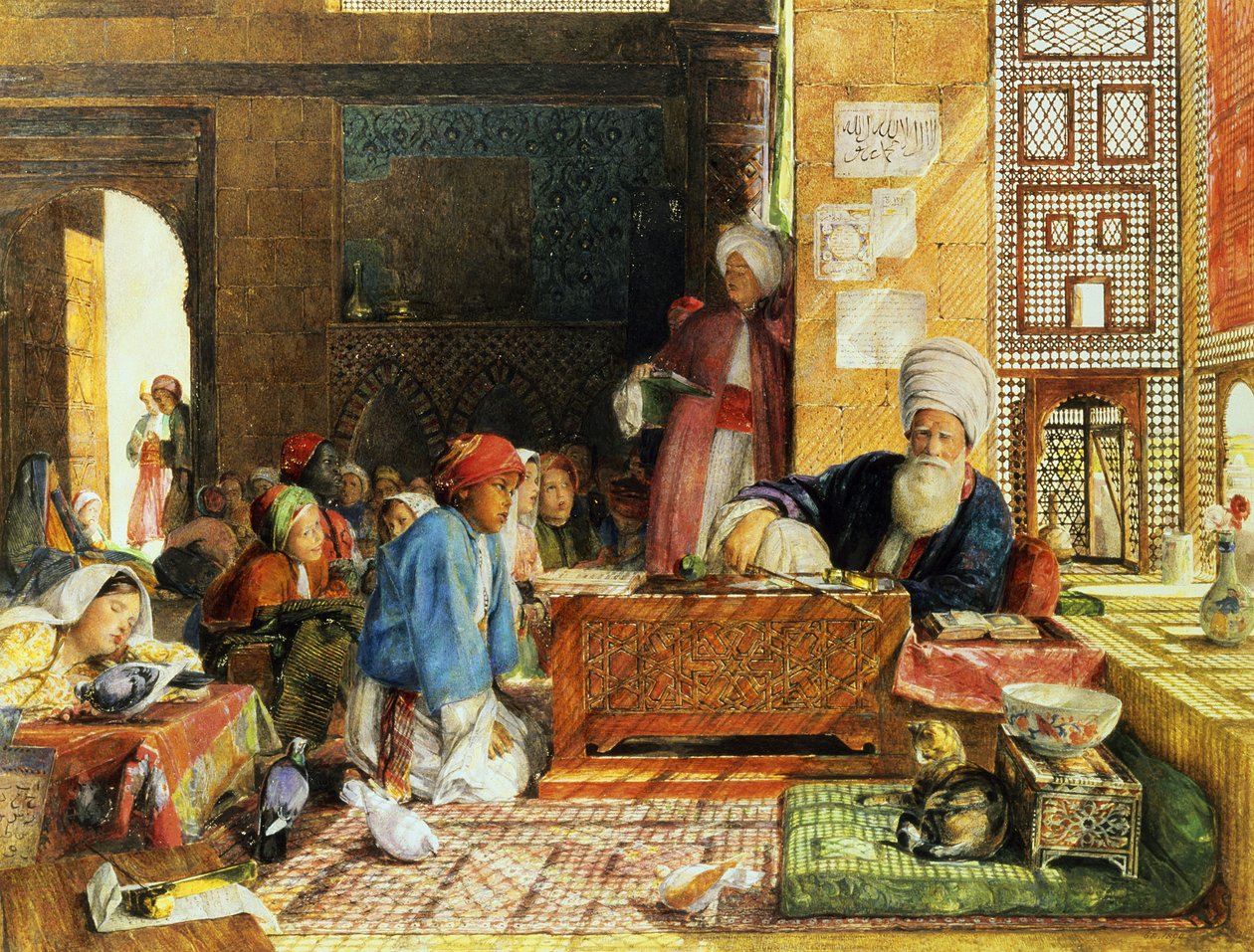 Inredning av en skola, Kairo, 1890 (se även 43799) av John Frederick Lewis