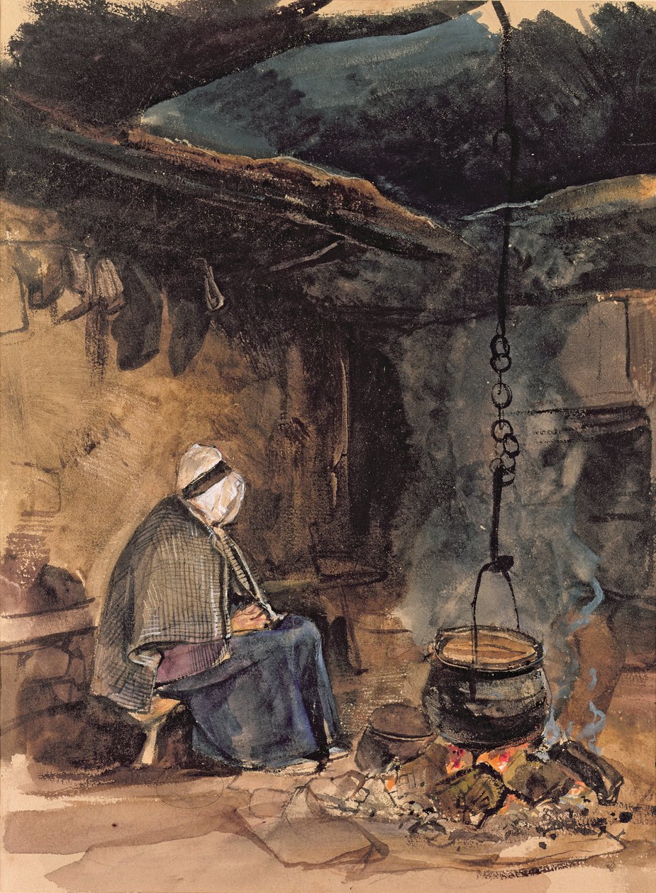 Titta på grytan koka - en stuga inredning av John Frederick Lewis
