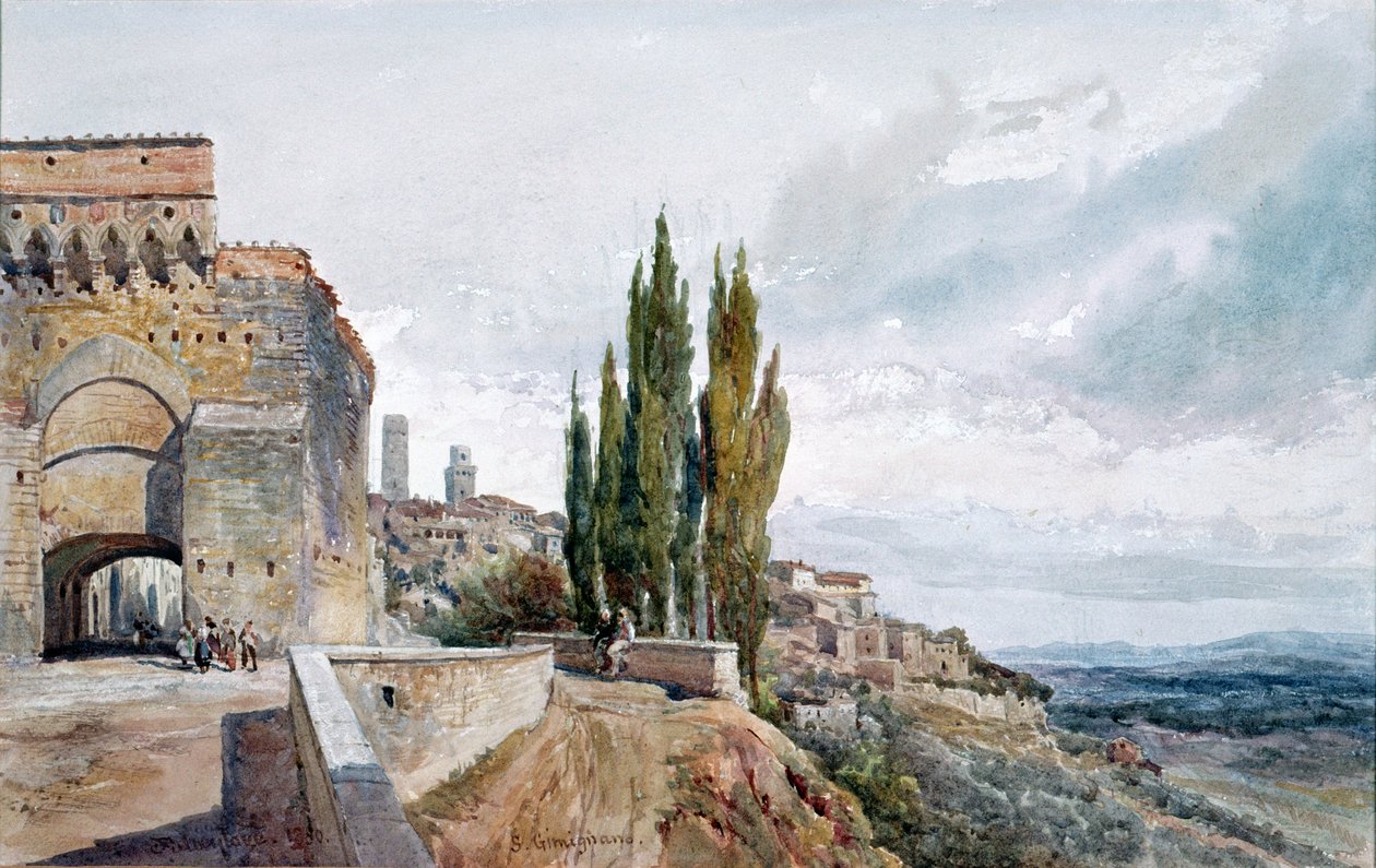 Ruinerna av den romerska teatern i San Gimignano, 1800-talet av John Fulleylove