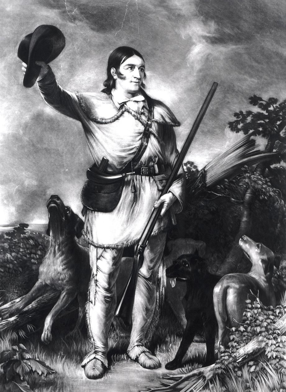 Kanali Davy Crockett, iliyochongwa na Charles Gilbert Stuart (c.1787-1813) c.1839 swed av John Gadsby Chapman