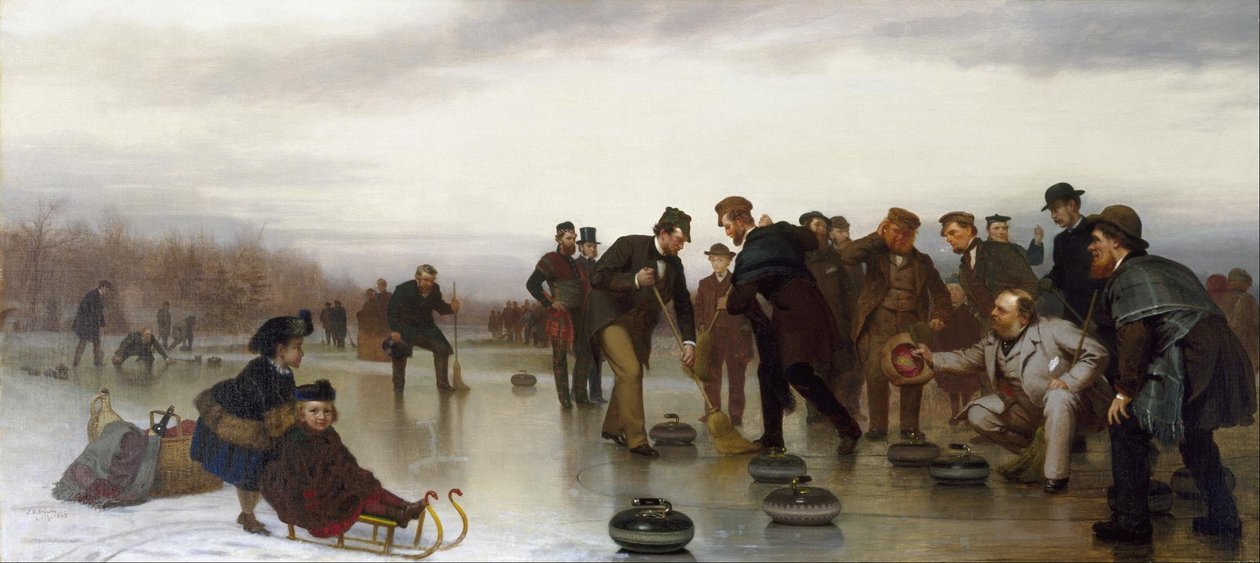 Curling;--a Scottish Game, at Central Park  av John George Brown