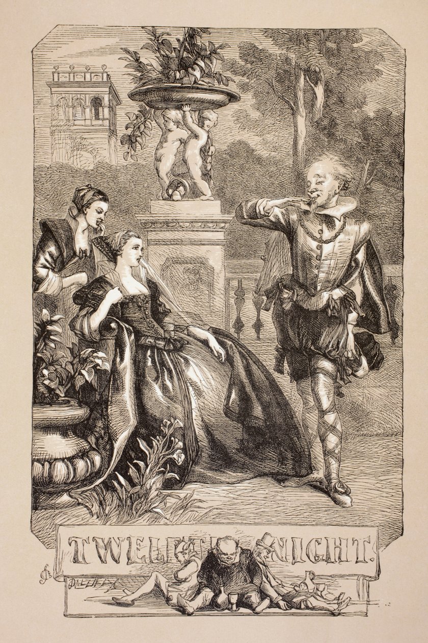 Illustration för tolfte natten, från "The Illustrated Library Shakespeare", publicerad London 1890 av John Gilbert