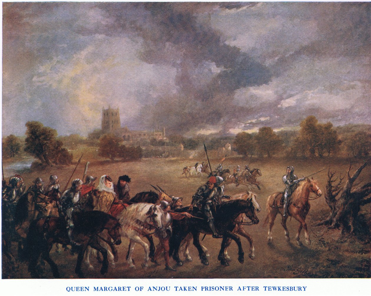 Drottning Margareta av Anjou tas till fånga efter Tewkesbury, från Cassells History of the British People utgiven av Waverley Book Company Limited, ca 1940. av John Gilbert