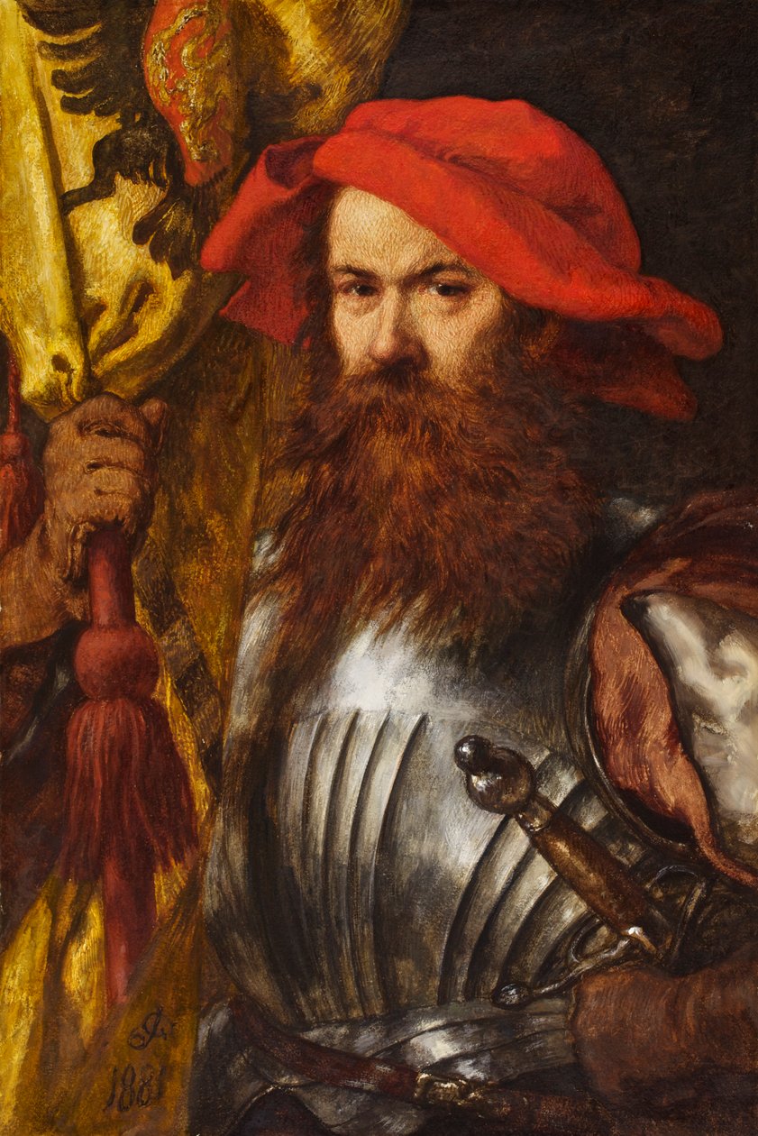 Fanebäraren, 1881 (wc und gouache på papper) av John Gilbert