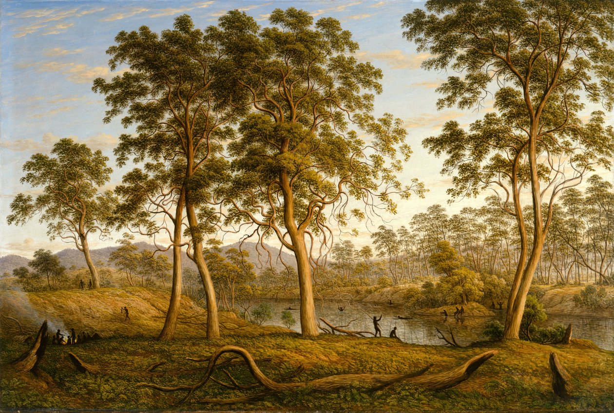 Natives on the Ouse River, Van Diemens Land av John Glover