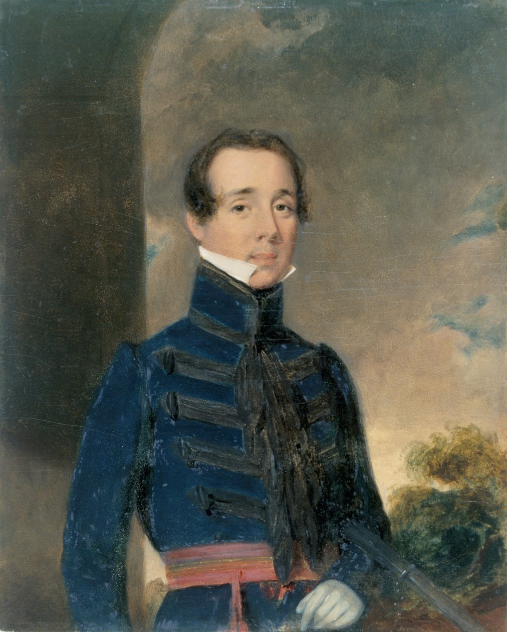 Löjtnant George Briggs (1808-75) Madras Artillery, ca 1832 av John Godwin Williams