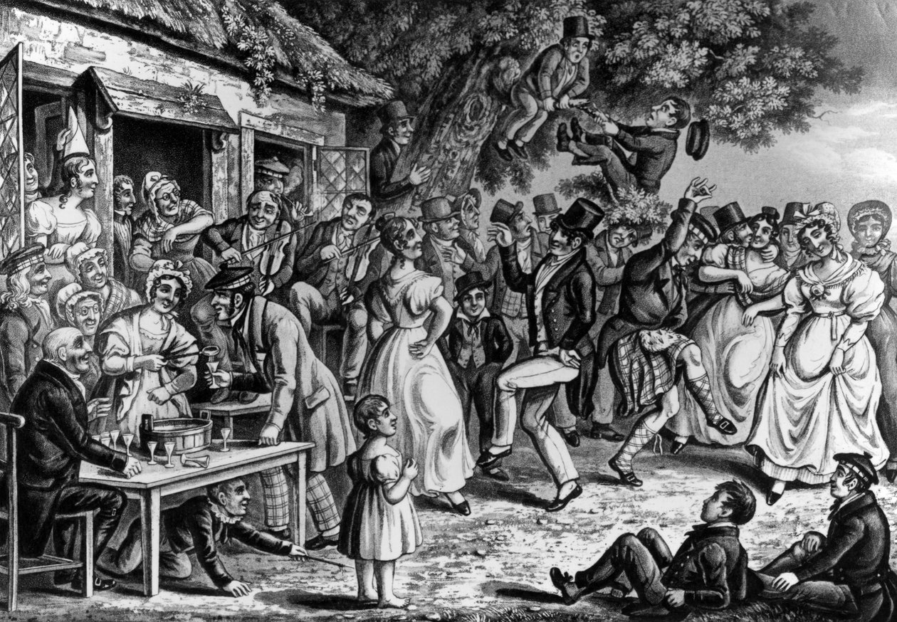 The Shamit Reel, platta 5 från "The Penny Wedding" av John Grant, graverad av Joshua Gleadah, 1836. av John Grant