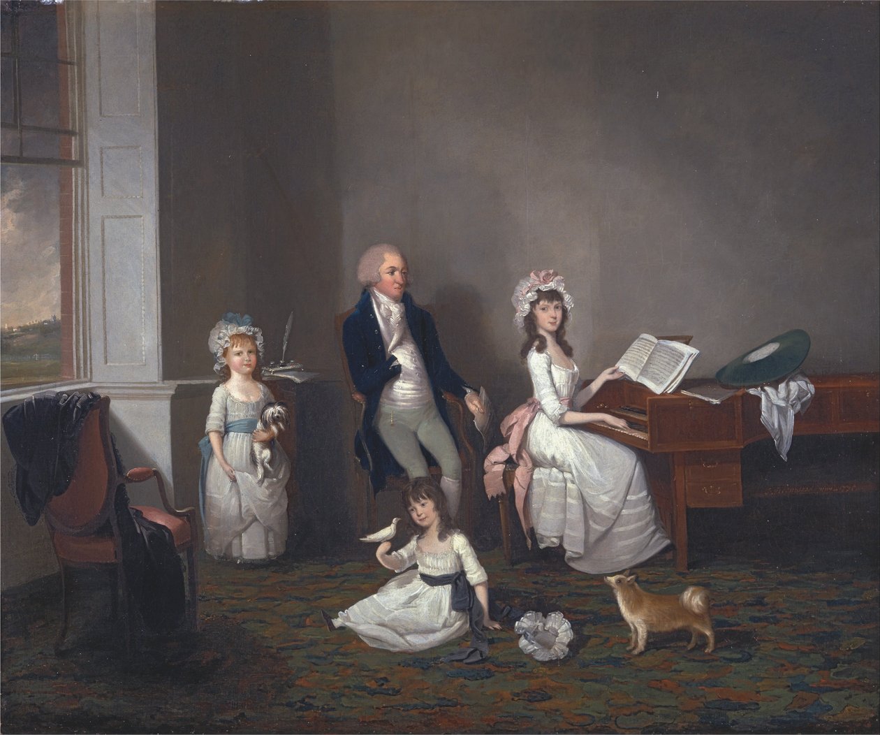 John Richard Comyns från Hylands, Essex, med sina döttrar av John Greenwood