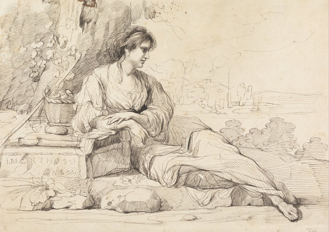 Reclining Female Figure in an Italian Landscape av John Hamilton Mortimer