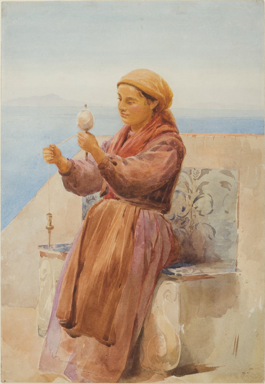 A Girl of Sorrento (bc, penna och wc på papper) av John Isaac Richardson