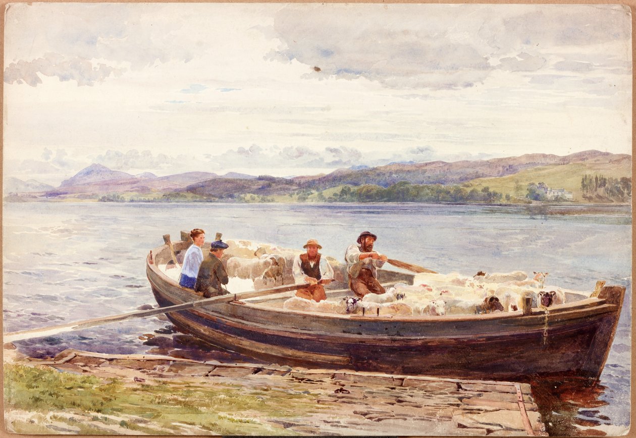 Färja får på en skotsk sjö av John Isaac Richardson