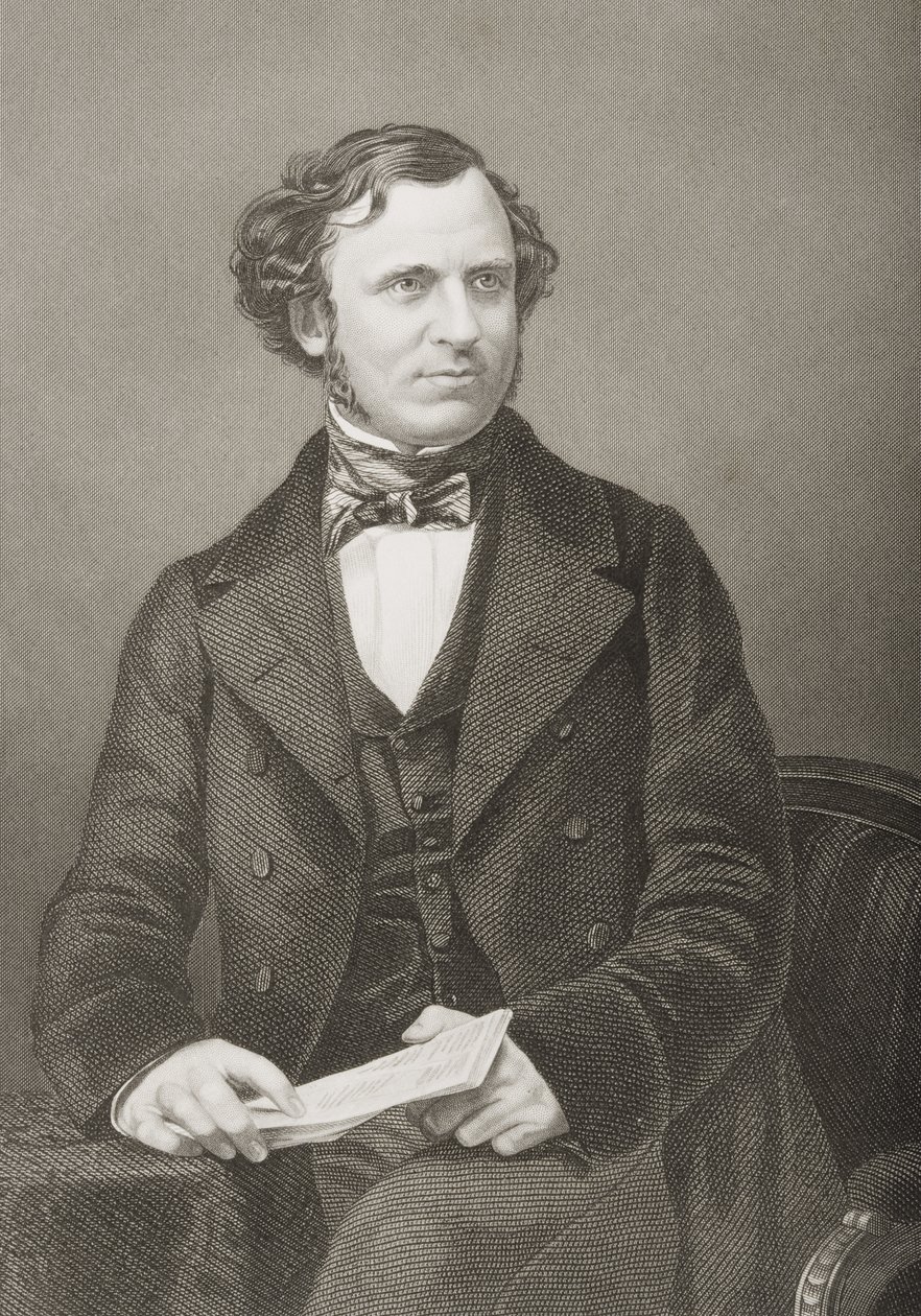 Edward Henry Smith Stanley, 15:e Earl of Derby, graverad av D.J. Pund från ett fotografi, från 