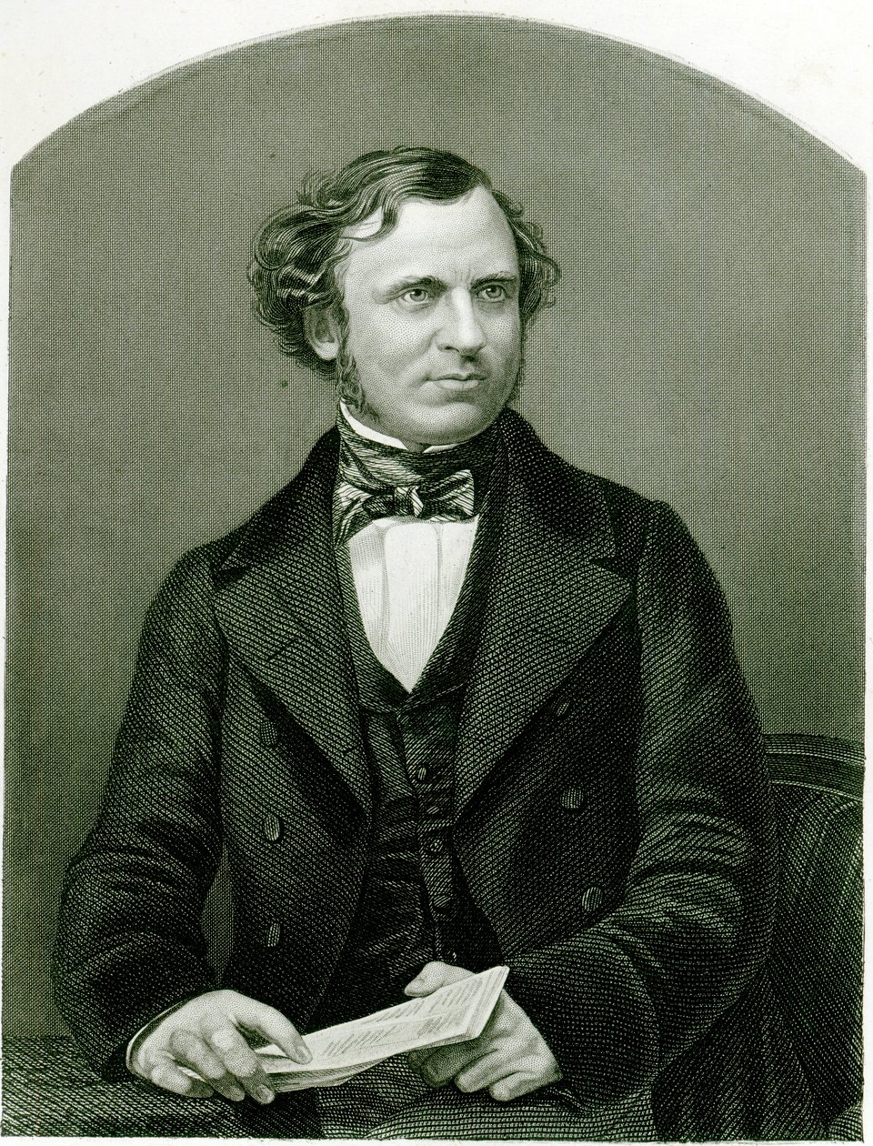 Edward Henry Smith Stanley, Lord Stanley, graverad av D.J. Pound från ett fotografi, från "The Drawing-Room of Eminent Personages, Volume 2", utgiven i London 1860. av John Jabez Edwin Paisley Mayall