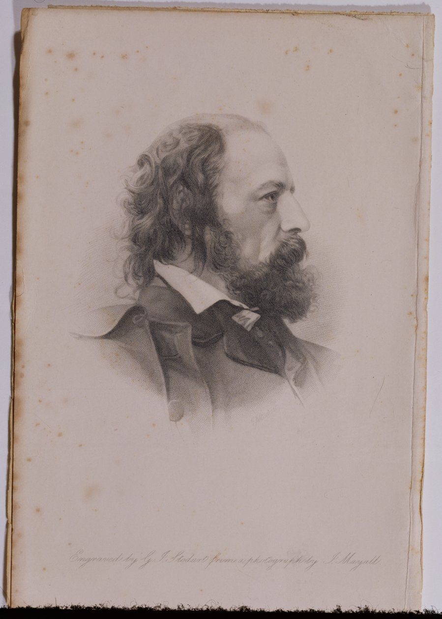 Porträtt av Alfred, Lord Tennyson (1809-92) graverad av G.J.Stodart av John Jabez Edwin Paisley Mayall