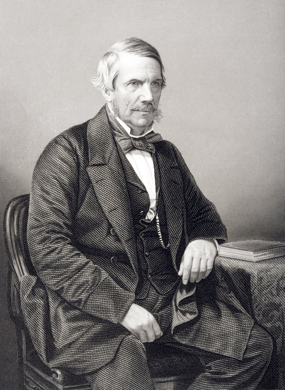 Sir John Laird-Mair Lawrence (1811-79) 1:e baron Lawrence, graverad av D.J. Pund från ett fotografi, från 
