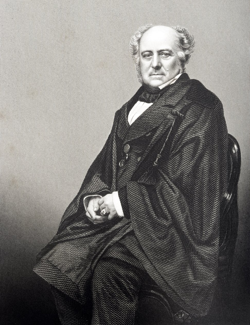 Sir Richard Bethell (1800-73) 1:e baron Westbury, graverad av D.J. Pund från ett fotografi, från 