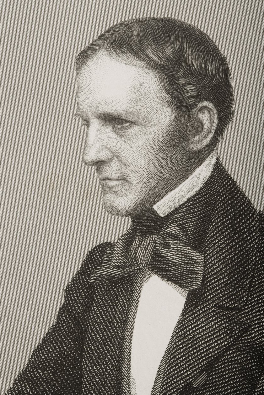 William Hickling Prescott (1796-1859) graverad av D.J. Pund från ett fotografi, från 