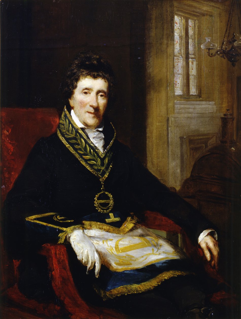 Sir John Soane, i frimurardräkt, som Grand Superintendent och ordförande för Works Board, 1828-29 av John Jackson