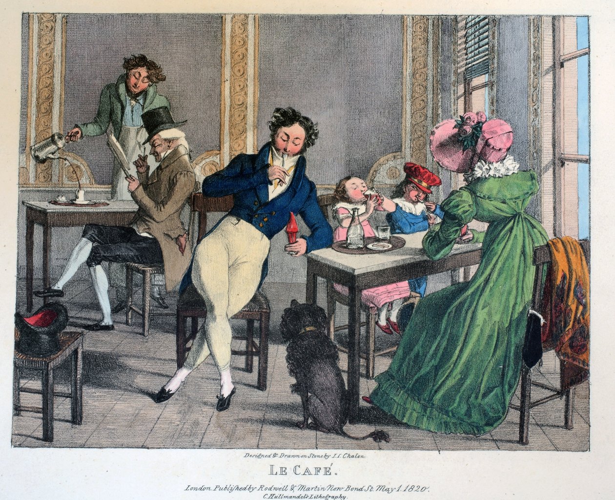Le Cafe, utgiven av Rodwell och Martin, 1820 av John James Chalon