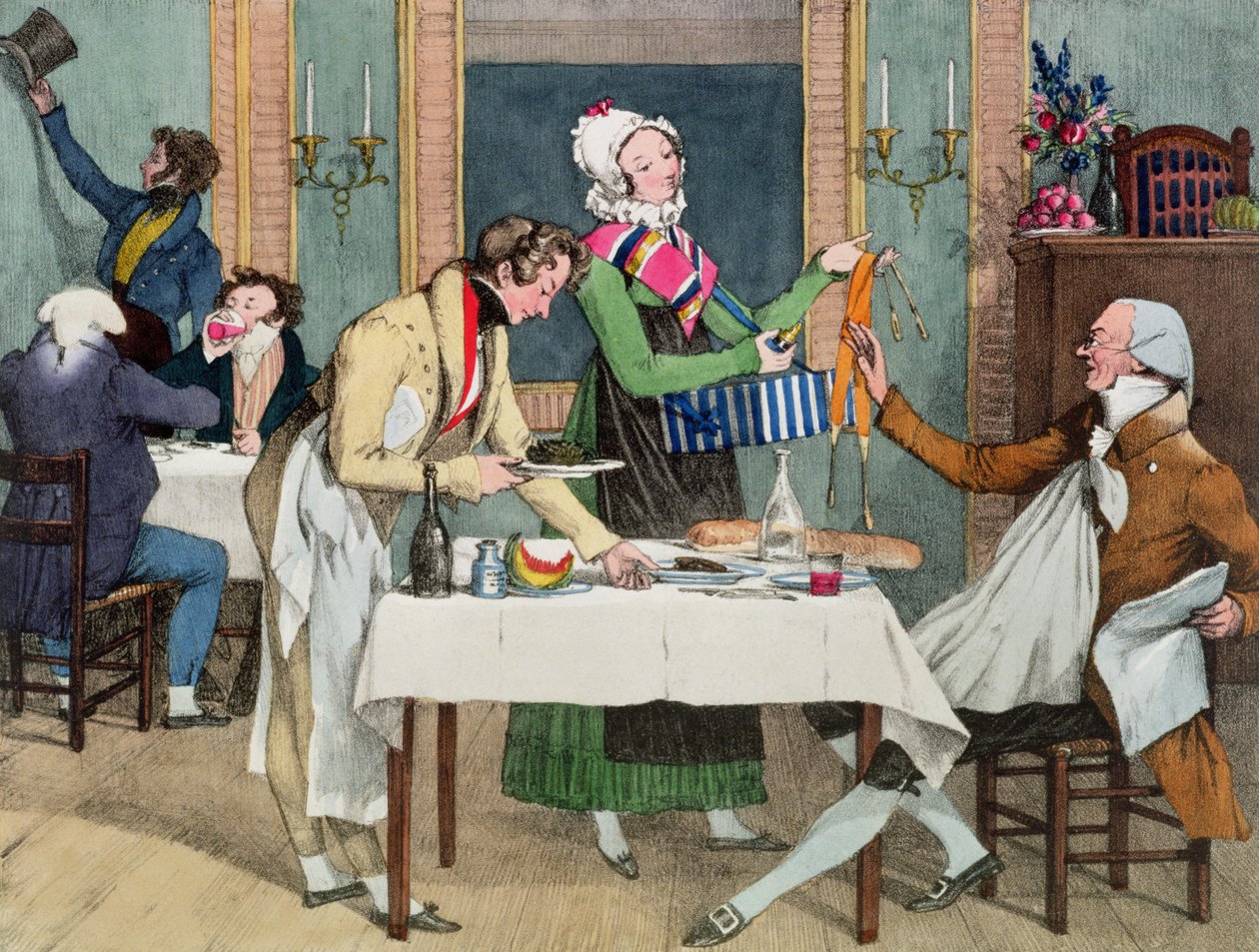 Le Restaurant, pub. av Rodwell och Martin, 1820 av John James Chalon