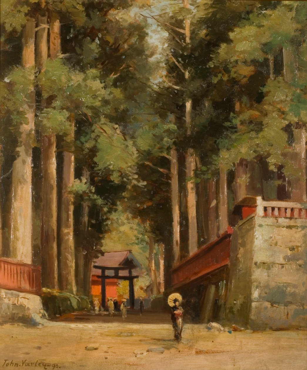 Avenue of Cryptomeria som leder till templet Fiaharajinshu, Nikko, Japan, 1890 av John Jnr. Varley