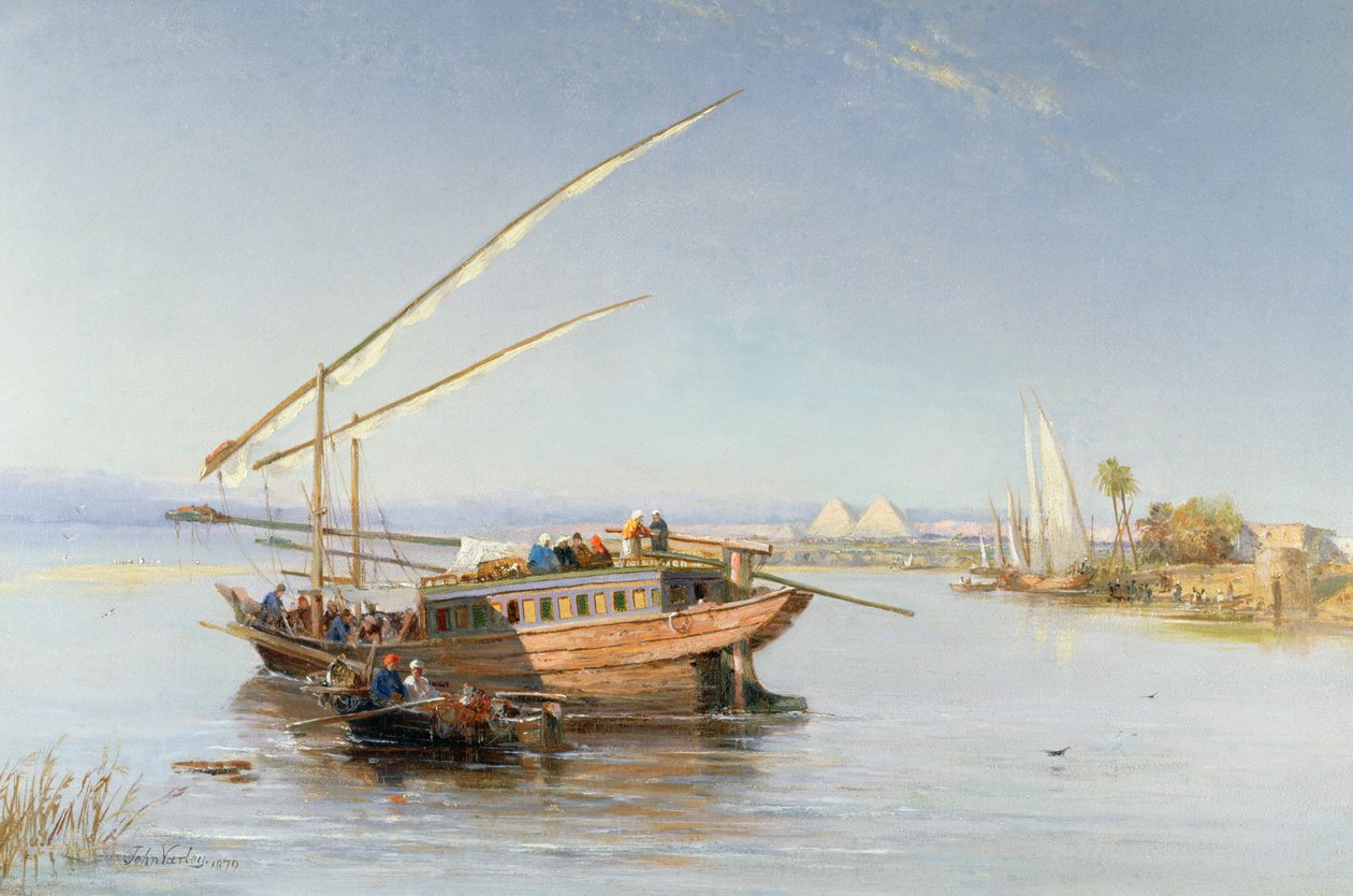 Feluccas på Nilen, 1879 av John Jnr. Varley