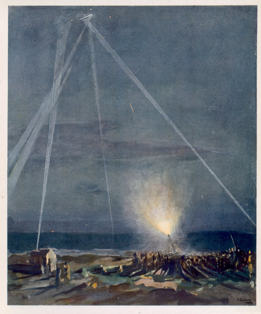 Ett kustförsvar, från brittiska artister vid fronten, fortsättning på västfronten, 1918 av John Lavery