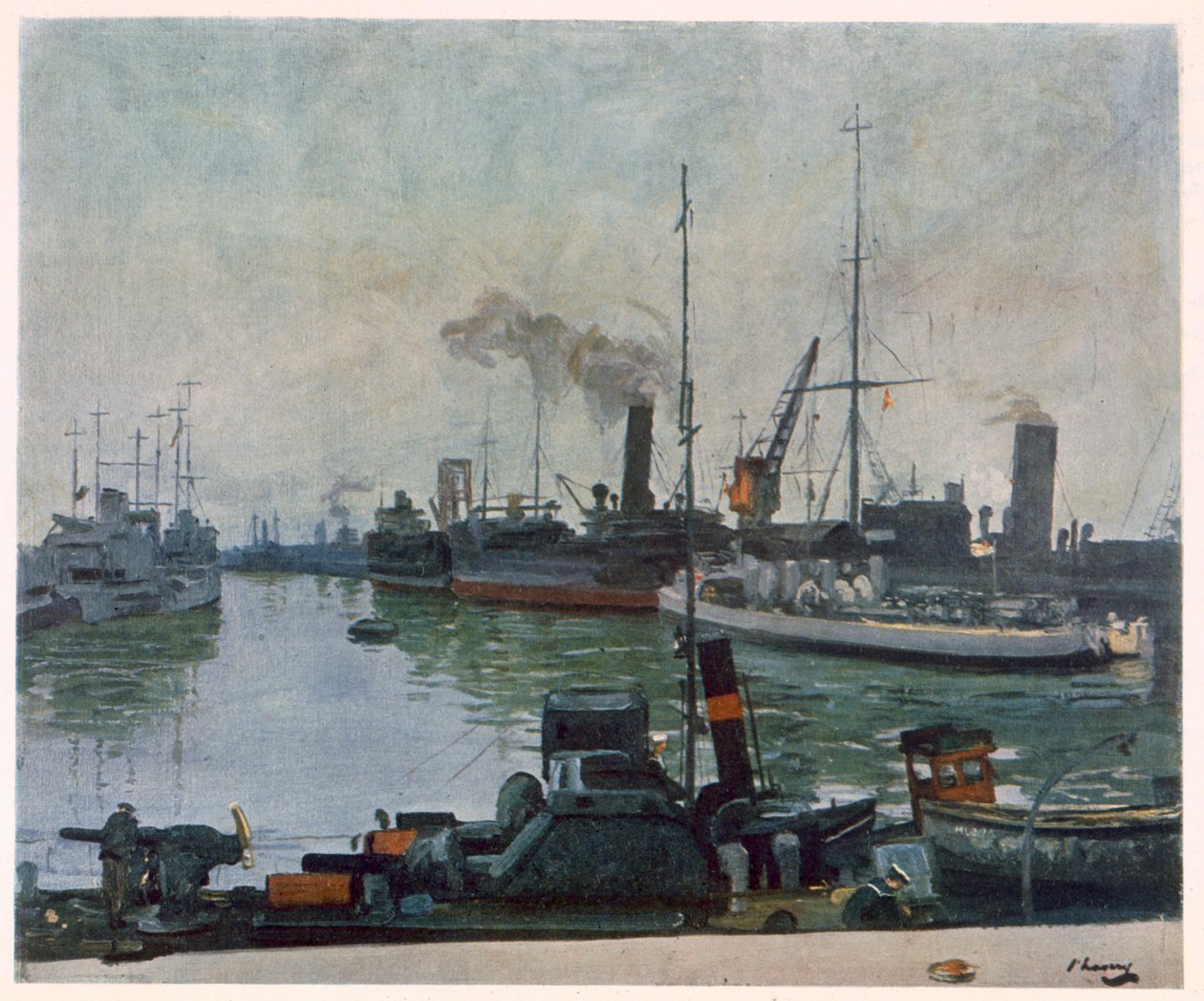 Patrullbåtar, från Brittiska konstnärer vid fronten, fortsättning på Västfronten, 1918 av John Lavery