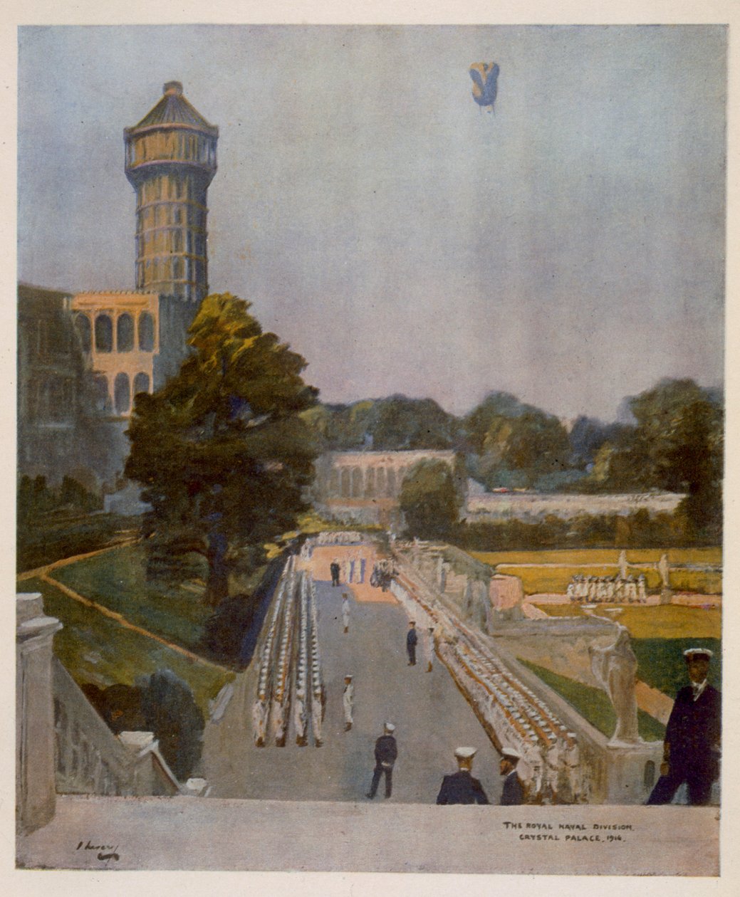 R.N.D. Crystal Palace, platsen känd som The Quarter-Deck, från British Artists at the Front, fortsättning på västfronten, 1918 av John Lavery