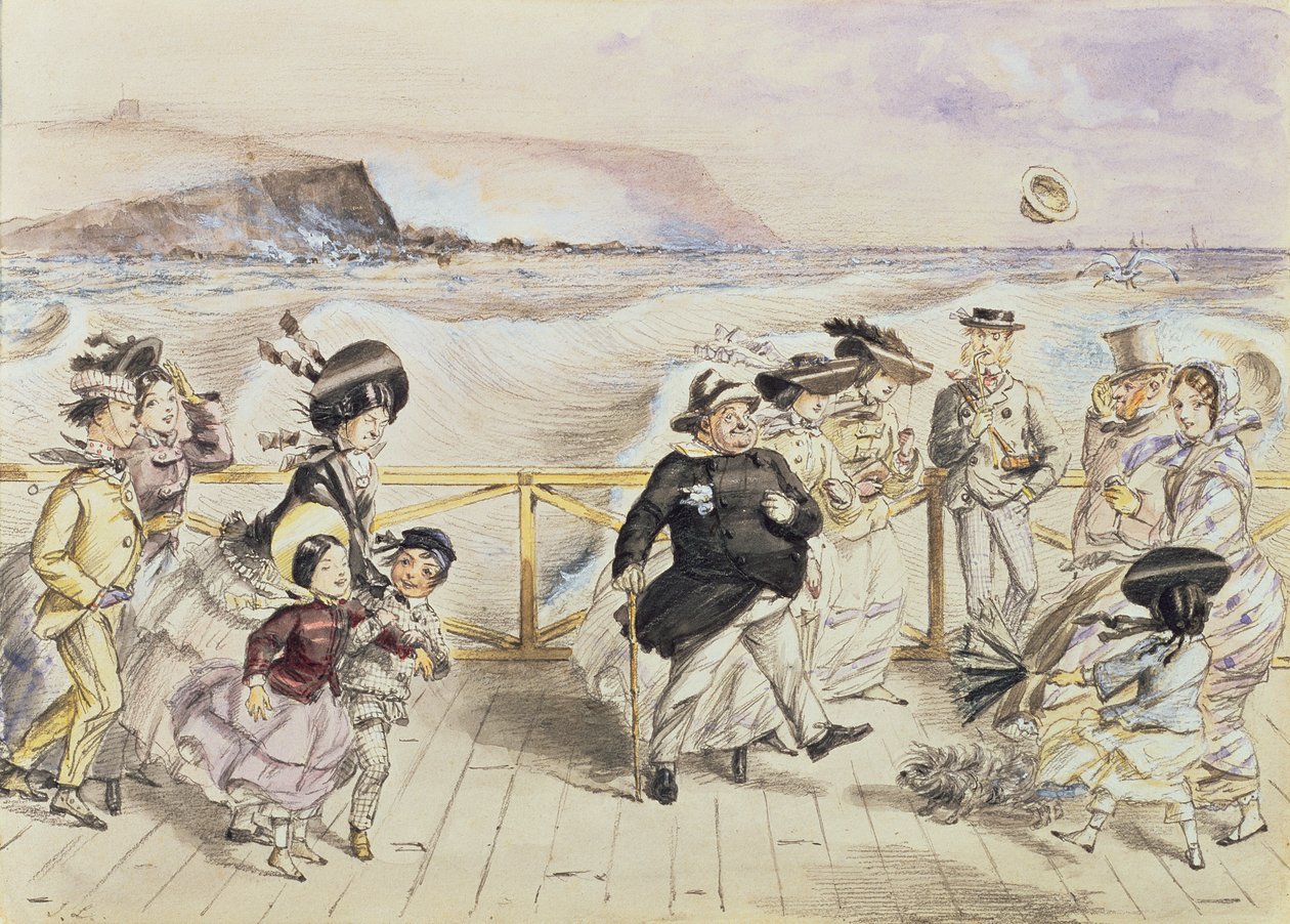 En bra dag vid havet (wc över penna på papper) av John Leech